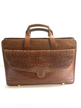 Vtg Leather Hartmann Woven Lombardo Briefcase Made in USA